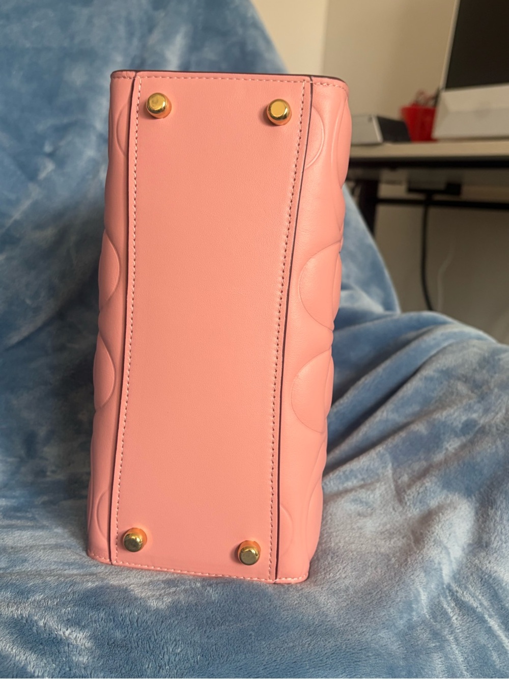 Coach Pink Embossed Signature Leather Satchel with Gold Hardware charm not inc. - Picture 4 of 6
